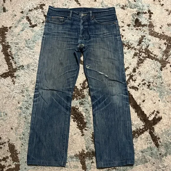 Levis Vintage Clothing 501XX Redline Selvedge Jeans Big E 32x28 Distressed 1993